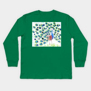 Proud Peacock Kids Long Sleeve T-Shirt